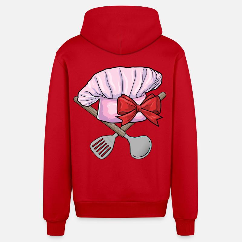 Cuisine de Chef’s Hat - Veste à capuche bio décontractée fabriquée en UE - rouge