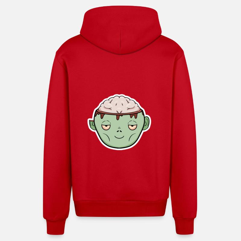 Zombie Brain in a Mug - Organic Relaxed Hooded Jacket Made in EU - red