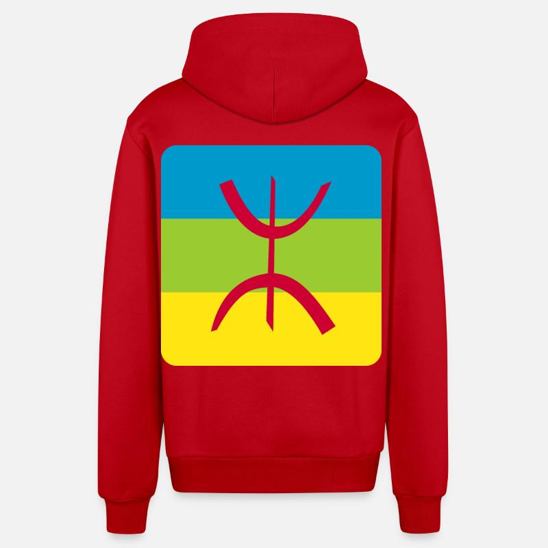 autocollant drapeau berbère réf amazigh - Veste à capuche bio décontractée fabriquée en UE - rouge