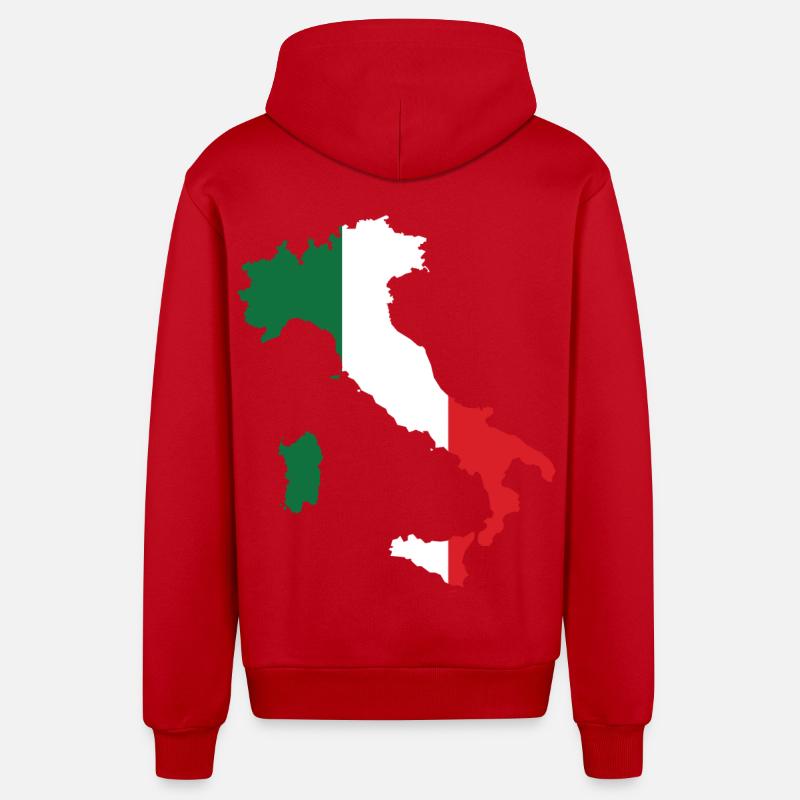 Italie Plan drapeau - Veste à capuche bio décontractée fabriquée en UE - rouge