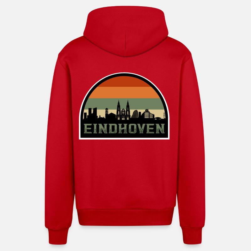Eindhoven Pays-Bas Skyline Souvenir Drapeau Hollandais - Veste à capuche bio décontractée fabriquée en UE - rouge