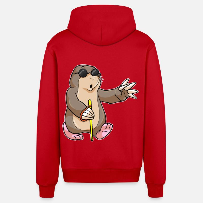 Mole Blind Drôle - Veste à capuche bio décontractée fabriquée en UE - rouge
