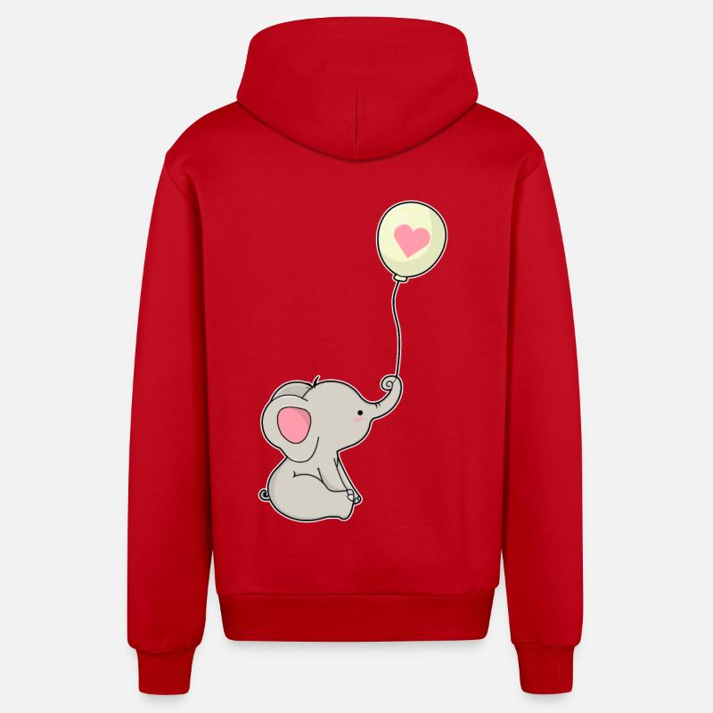 Ballon éléphant - Veste à capuche bio décontractée fabriquée en UE - rouge