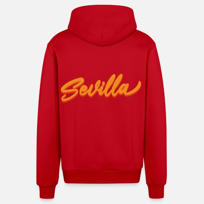 Sevilla Gradient Script Logo - Veste à capuche bio décontractée fabriquée en UE - rouge