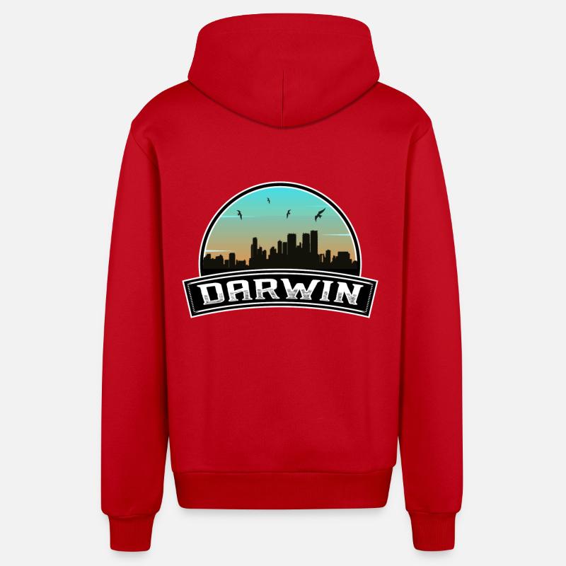 Darwin Australie Skyline Souvenir australien - Veste à capuche bio décontractée fabriquée en UE - rouge