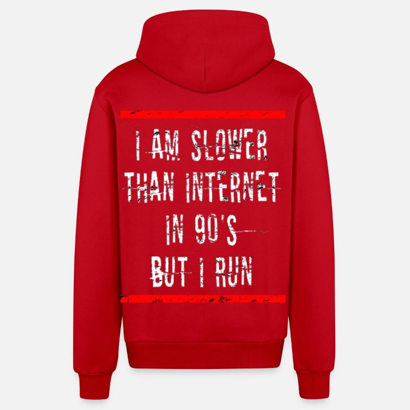 Slow Runner Running Run Gift - Organic Relaxed Hooded Jacket Made in EU - red