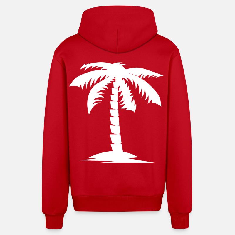 palmier nature vacances icône Logo - Veste à capuche bio décontractée fabriquée en UE - rouge