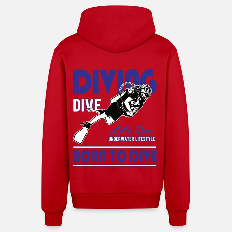 Plongée Plongée Plongeuse Plongeuse Underwater - Veste à capuche bio décontractée fabriquée en UE - rouge