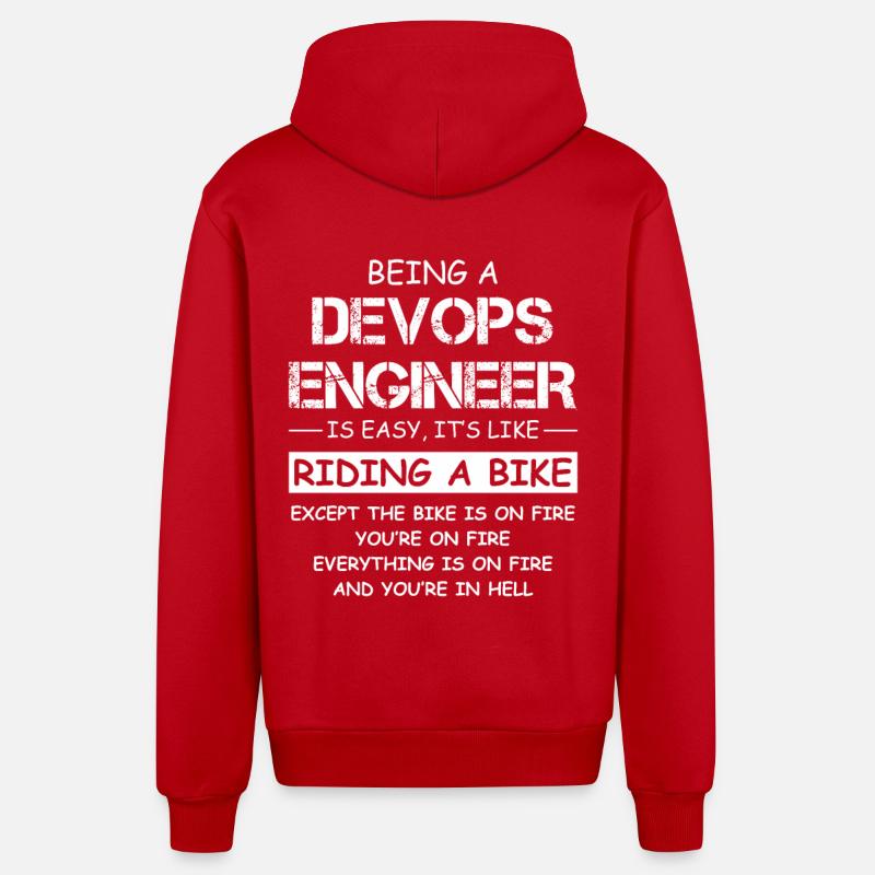 Devis d’ingénieur DevOps Fire Motorcycle - Veste à capuche bio décontractée fabriquée en UE - rouge