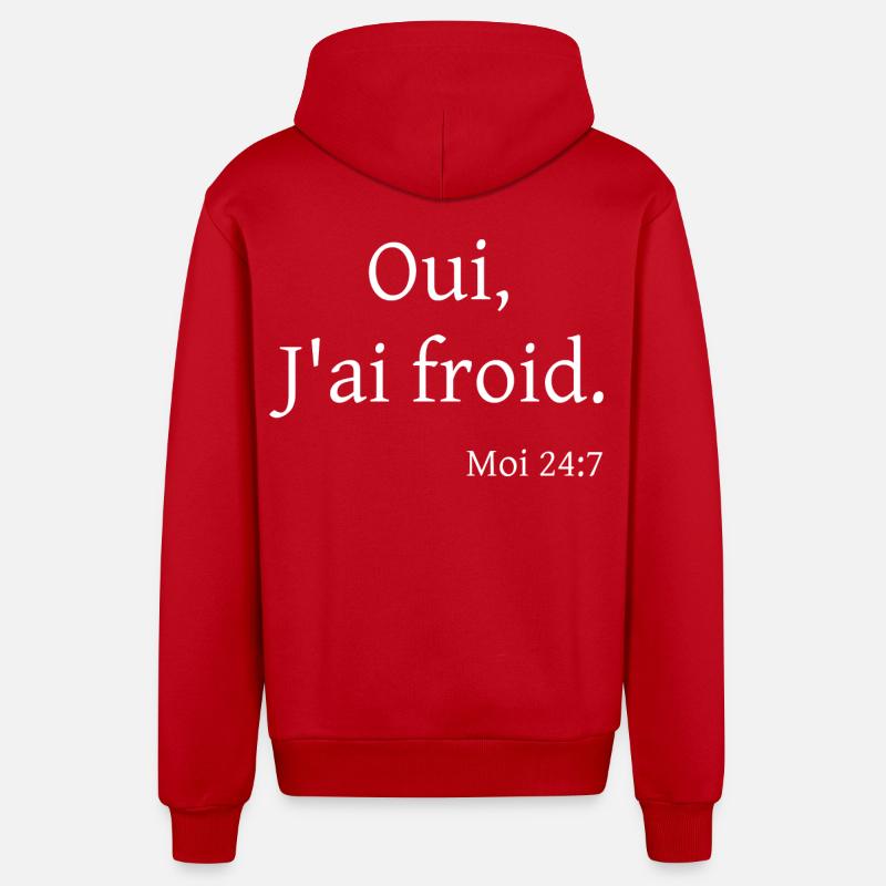 Oui, J'ai froid. Moi 24:7 - Veste à capuche bio décontractée fabriquée en UE - rouge