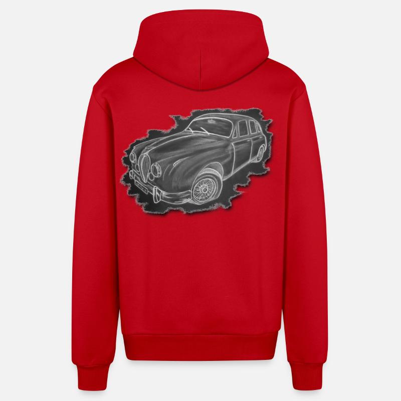 Oldtimer - Dessin - Veste à capuche bio décontractée fabriquée en UE - rouge