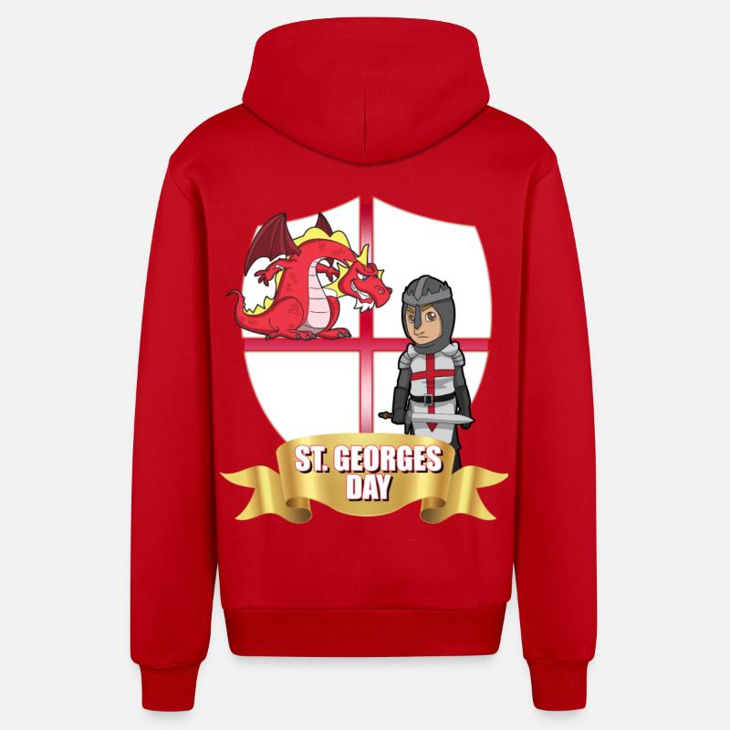 Chevalier Dragon de la Saint-Georges - Veste à capuche bio décontractée fabriquée en UE - rouge