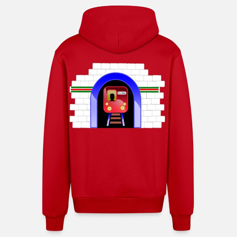 Blauer Tunnelzug im Torbogen - Organic Relaxed Kapuzenjacke Made in EU - Rot