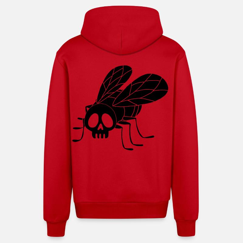 Tête de mort mouche (noir) - Veste à capuche bio décontractée fabriquée en UE - rouge