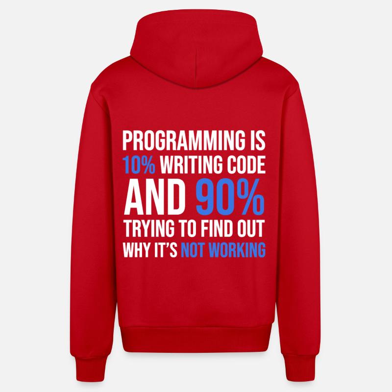 Code Debugging Humor T-Shirt Design - Organic Relaxed Kapuzenjacke Made in EU - Rot