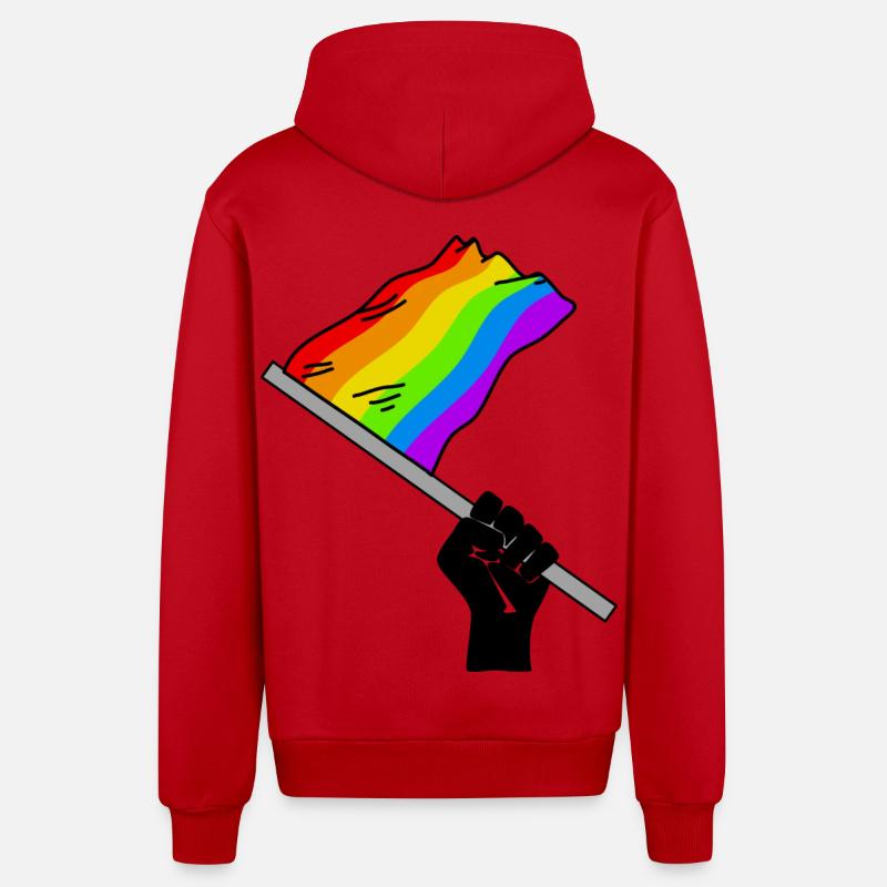 Pride month arc-en-ciel drapeau Faust - Veste à capuche bio décontractée fabriquée en UE - rouge
