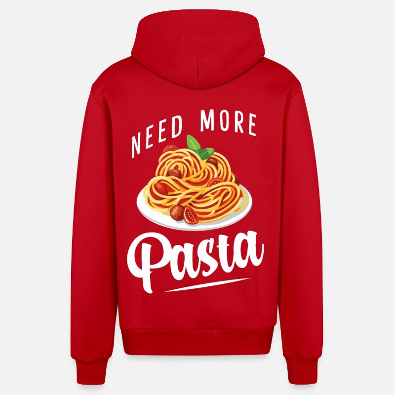 Spaghetti - Pâtes - Penne - Nudeln - Veste à capuche bio décontractée fabriquée en UE - rouge