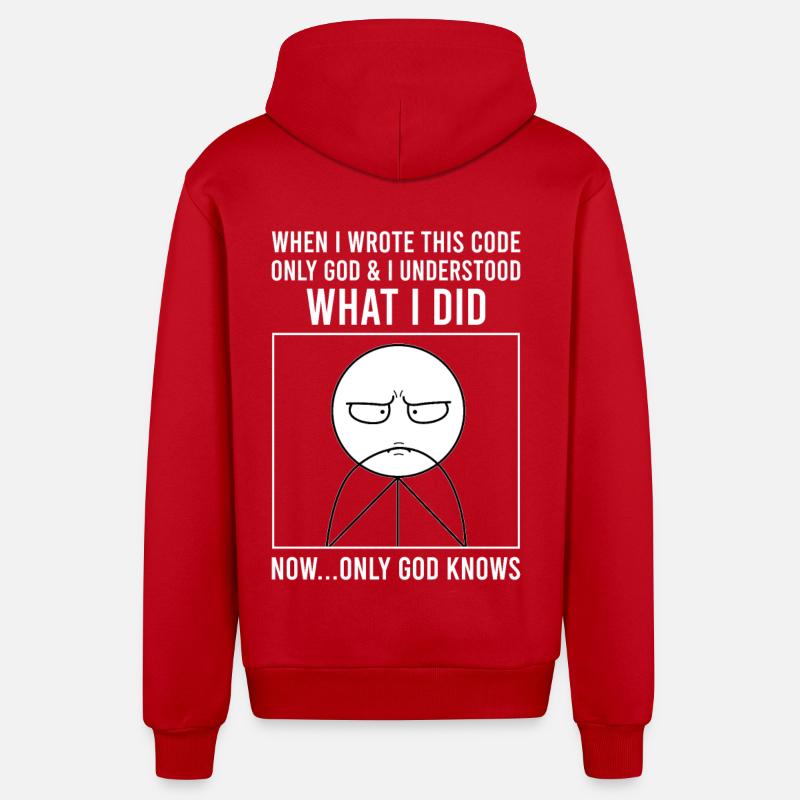Programmierer Informatiker Softwareentwickler Meme - Organic Relaxed Kapuzenjacke Made in EU - Rot