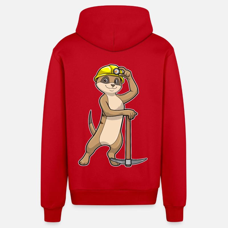 Suricate comme mineur avec pioche - Veste à capuche bio décontractée fabriquée en UE - rouge