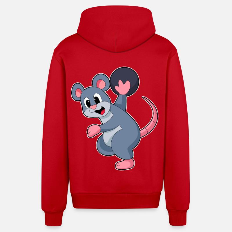 Boule de bowling rat - Veste à capuche bio décontractée fabriquée en UE - rouge