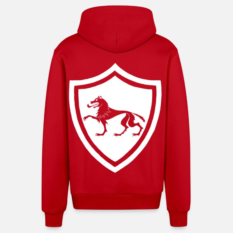 Symbole du loup blanc médiéval - Veste à capuche bio décontractée fabriquée en UE - rouge