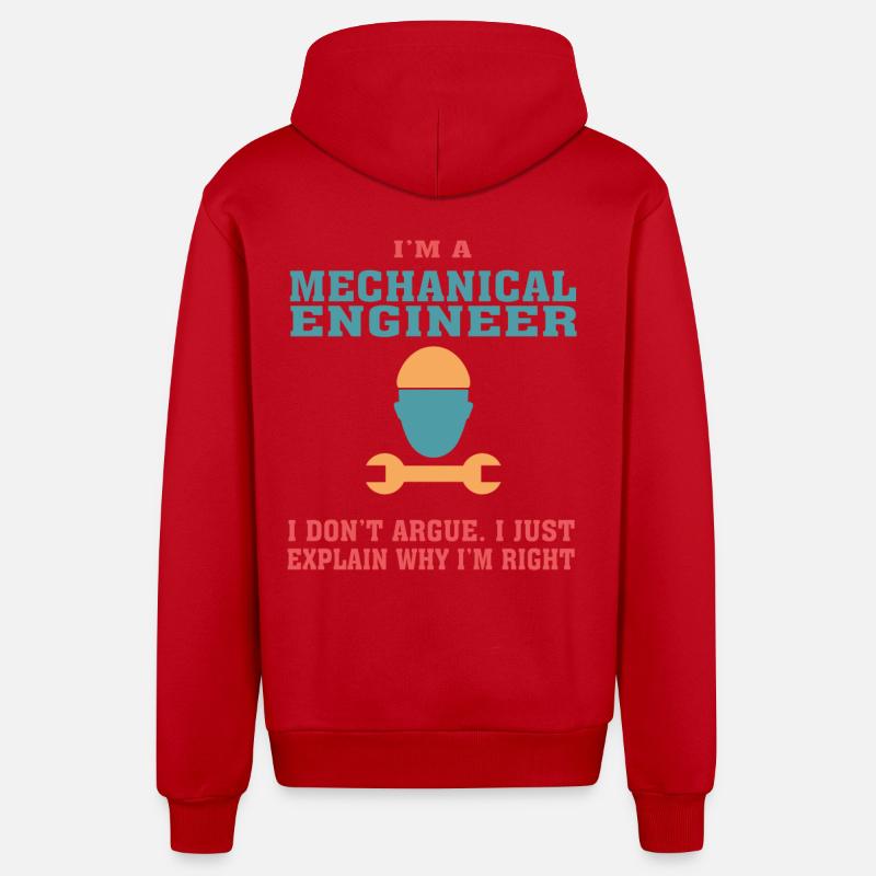 Funny Mechanical Engineering Quote for Mechanical - Organic Relaxed Hooded Jacket Made in EU - red