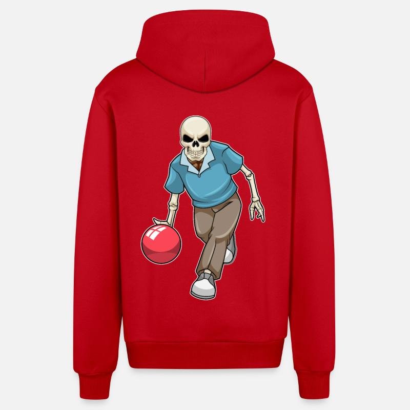 Boule de bowling squelette - Veste à capuche bio décontractée fabriquée en UE - rouge