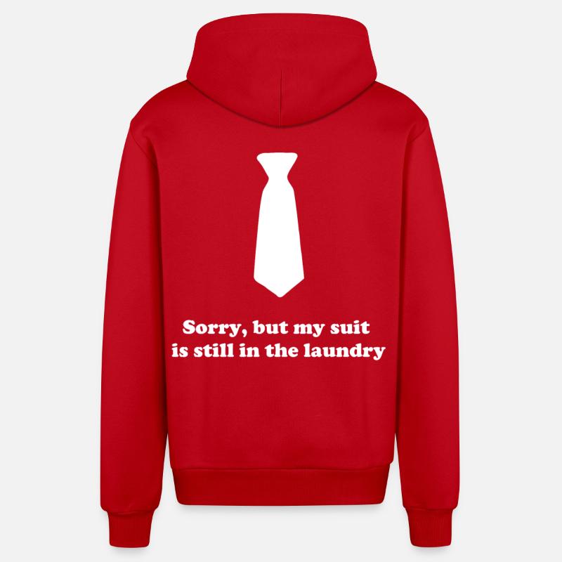 Étiquette du panier à linge - Veste à capuche bio décontractée fabriquée en UE - rouge