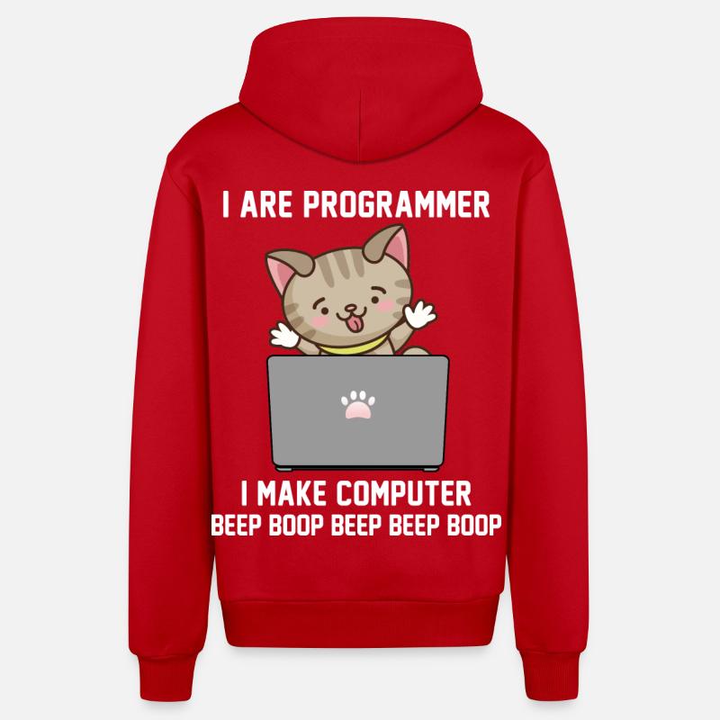 Programmeur - Veste à capuche bio décontractée fabriquée en UE - rouge