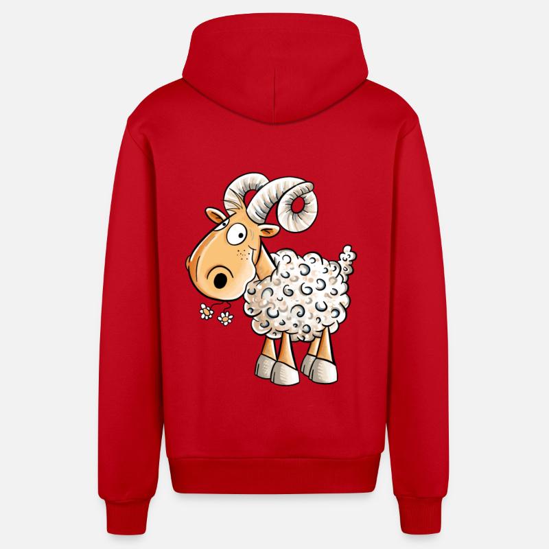 Happy Widder I Schafbock I Schaf - Organic Relaxed Kapuzenjacke Made in EU - Rot