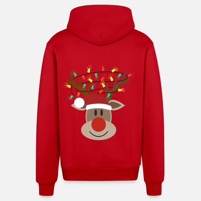 Moose Head Rudolph Orignal Renne - Veste à capuche bio décontractée fabriquée en UE - rouge