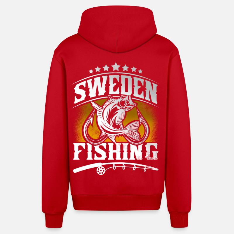 Suède Pêcheur pêcheur - Veste à capuche bio décontractée fabriquée en UE - rouge