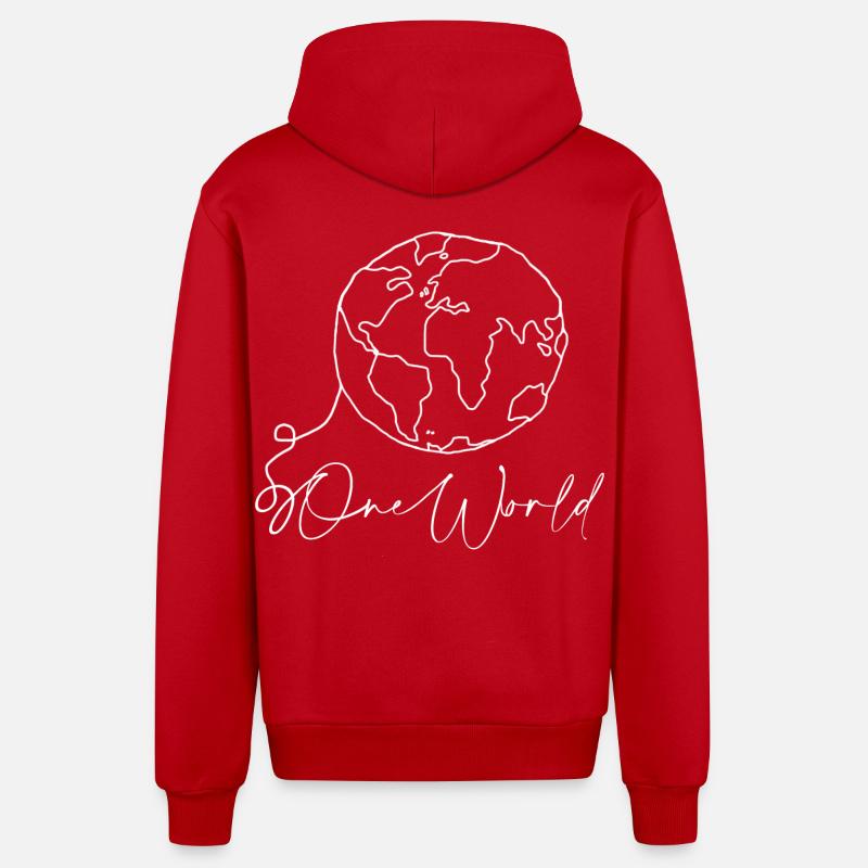 Monde - Veste à capuche bio décontractée fabriquée en UE - rouge