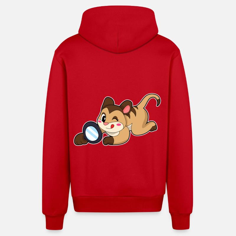 Erdmännchen mit Lupe - Organic Relaxed Kapuzenjacke Made in EU - Rot