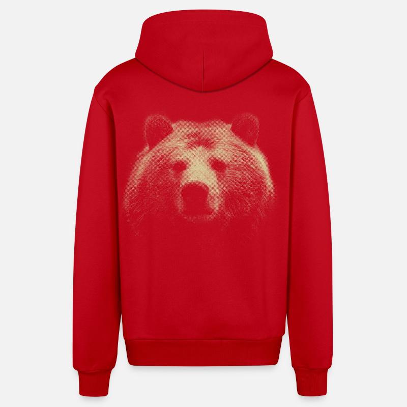Tête d’ours rouge à demi-tons - Veste à capuche bio décontractée fabriquée en UE - rouge