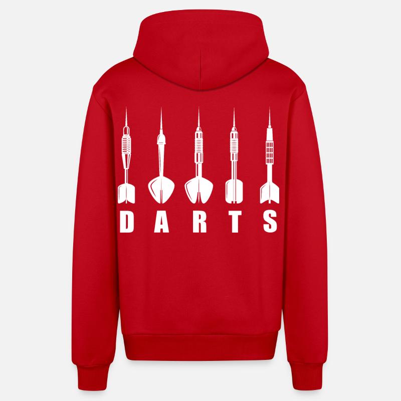 Logo de Dart Darts Darts - Veste à capuche bio décontractée fabriquée en UE - rouge