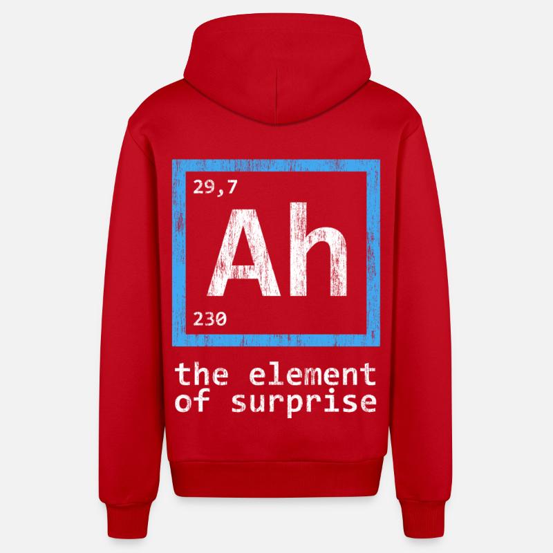 Élément du tableau périodique Surprise - Veste à capuche bio décontractée fabriquée en UE - rouge