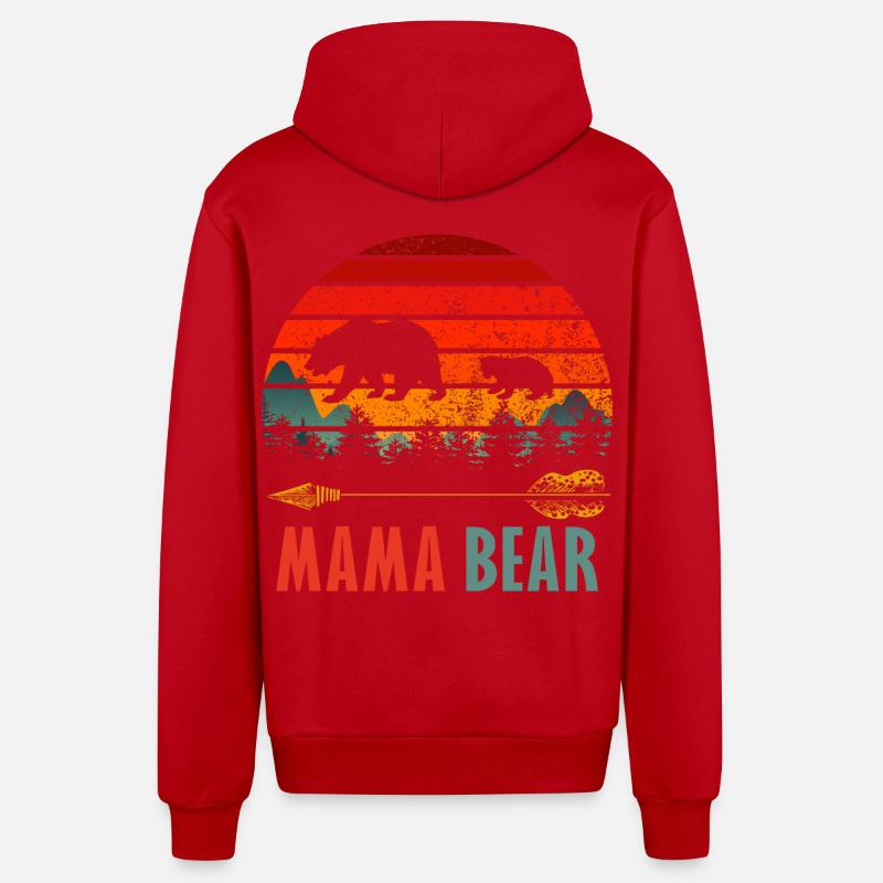 maman ours - Veste à capuche bio décontractée fabriquée en UE - rouge