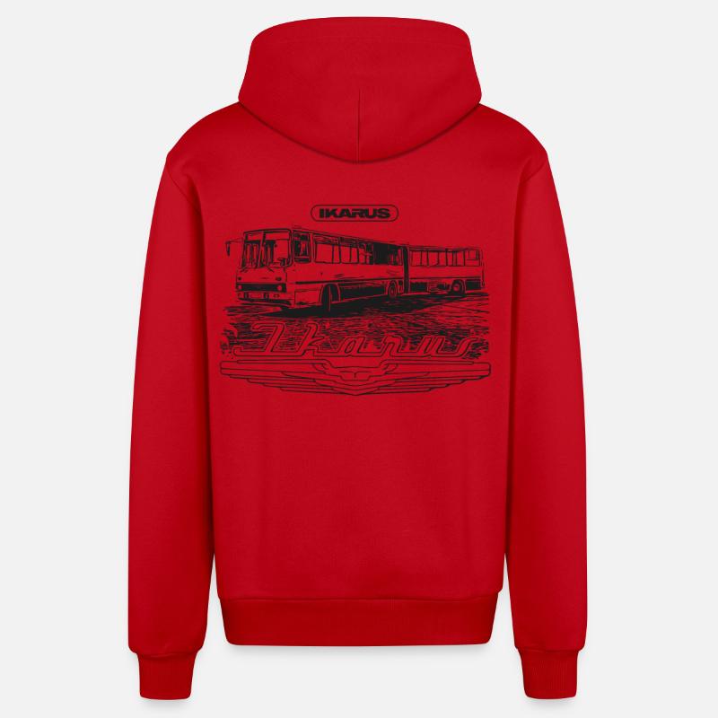 Ikarus - bus articulé - Veste à capuche bio décontractée fabriquée en UE - rouge