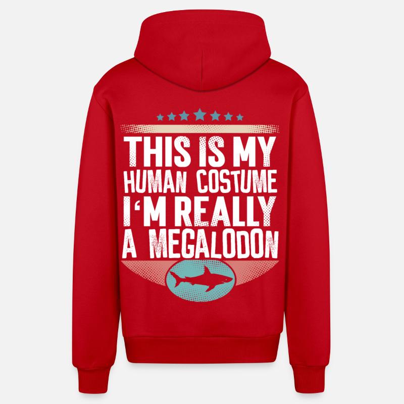 Requin géant mégalodon - Veste à capuche bio décontractée fabriquée en UE - rouge