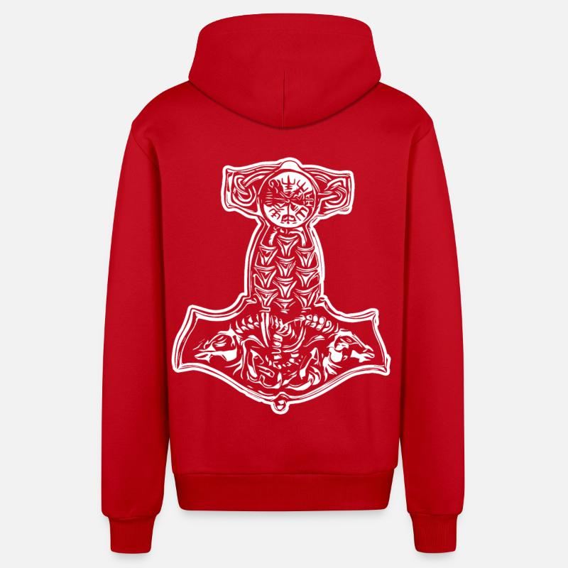 Thorhammer Vikings - Veste à capuche bio décontractée fabriquée en UE - rouge