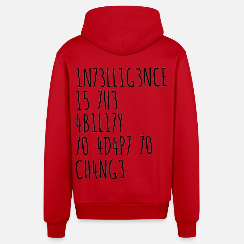 Intelligence drôle de dicton - Veste à capuche bio décontractée fabriquée en UE - rouge