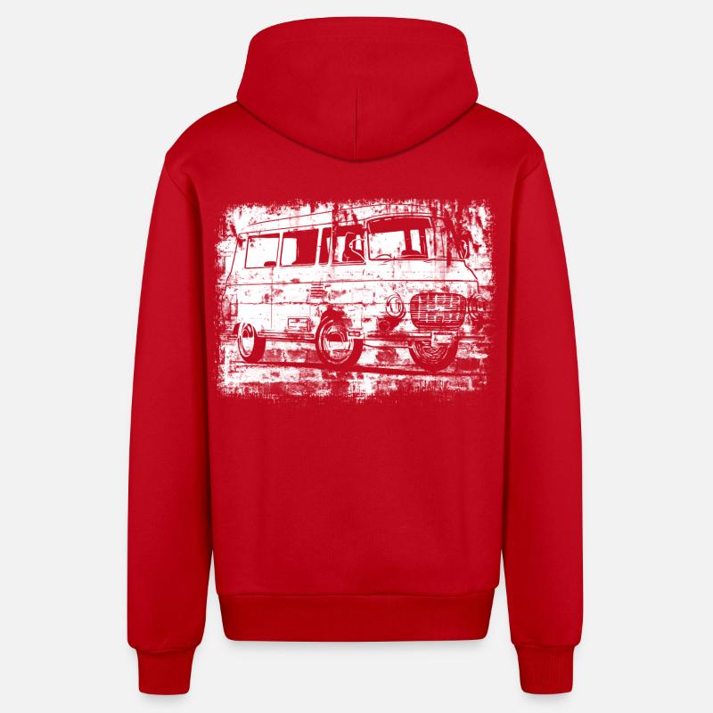 Barkas B1000 Grunge Look - Veste à capuche bio décontractée fabriquée en UE - rouge