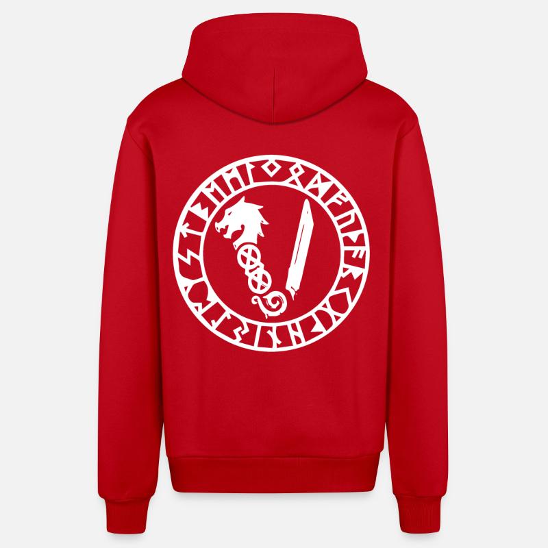 Symbole des Vikings - Veste à capuche bio décontractée fabriquée en UE - rouge