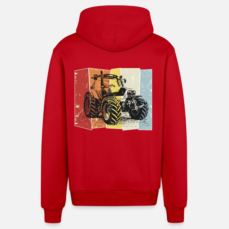 Tractor Deutz retro - Organic Relaxed Hooded Jacket Made in EU - red