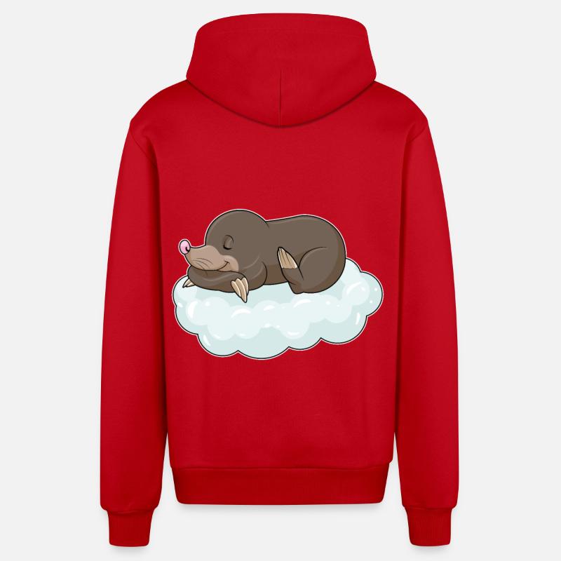 Taupe sur les nuages - Veste à capuche bio décontractée fabriquée en UE - rouge