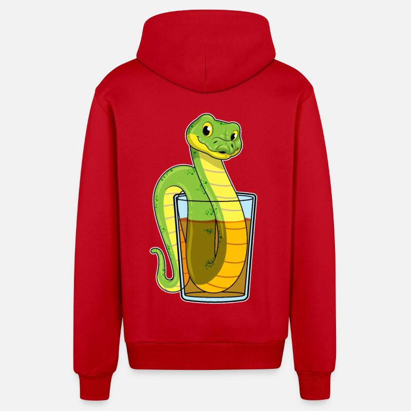 Serpent au jus - Veste à capuche bio décontractée fabriquée en UE - rouge