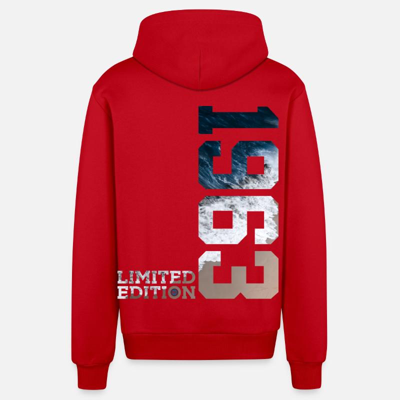 63E ANNIVERSAIRE ÉDITION LIMITÉE 1963 - Veste à capuche bio décontractée fabriquée en UE - rouge