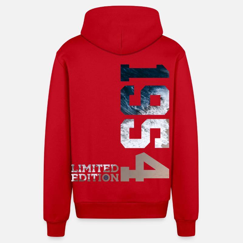 72E ANNIVERSAIRE ÉDITION LIMITÉE 1954 - Veste à capuche bio décontractée fabriquée en UE - rouge