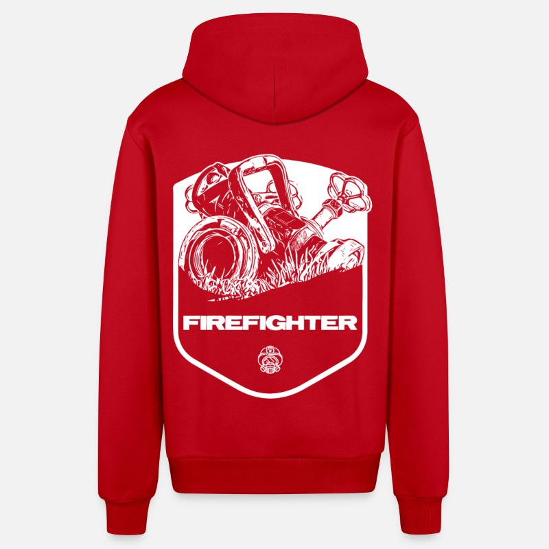 Pompier - Veste à capuche bio décontractée fabriquée en UE - rouge